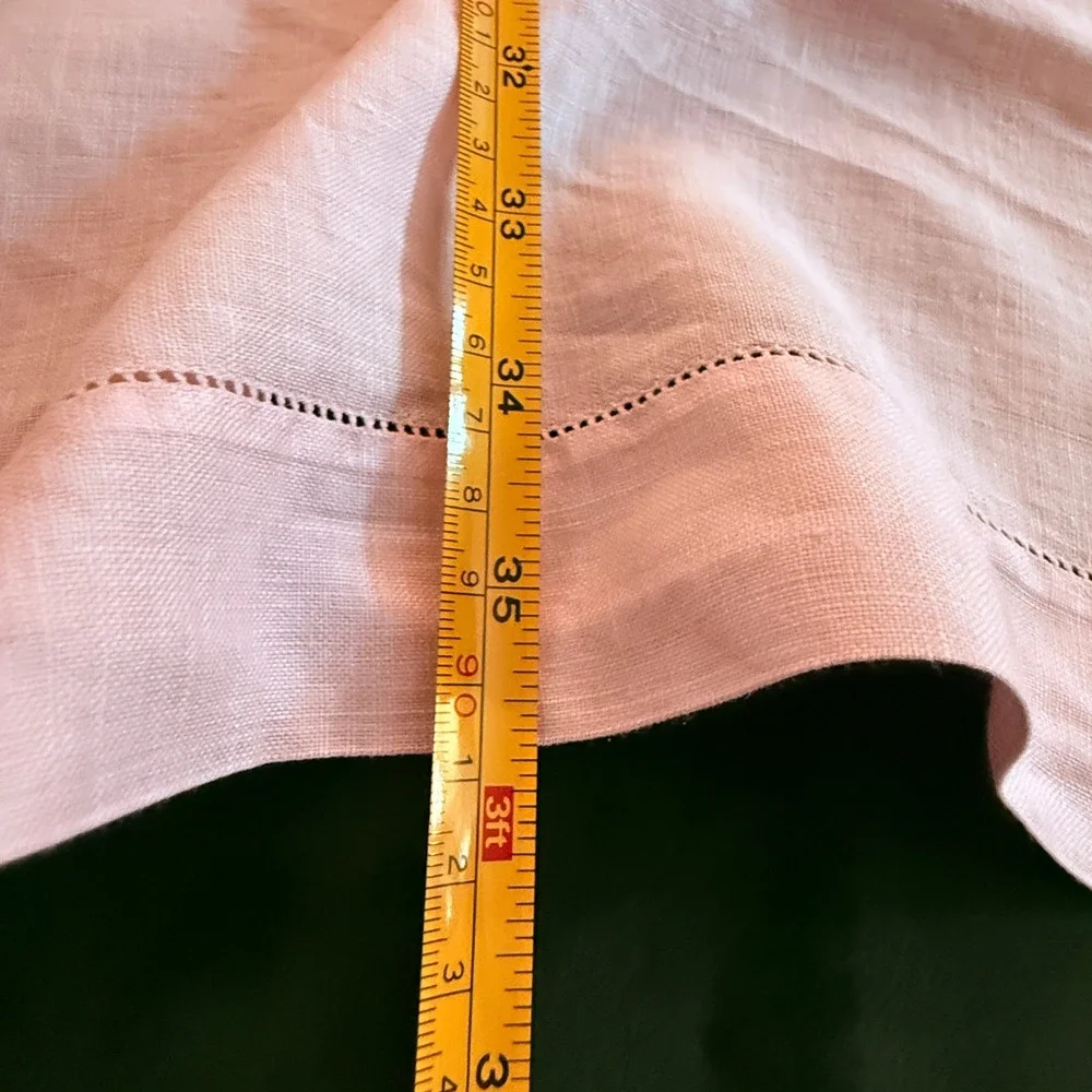 Vintage Pink Linen‎ Hemstitched Square Cottagecore 36